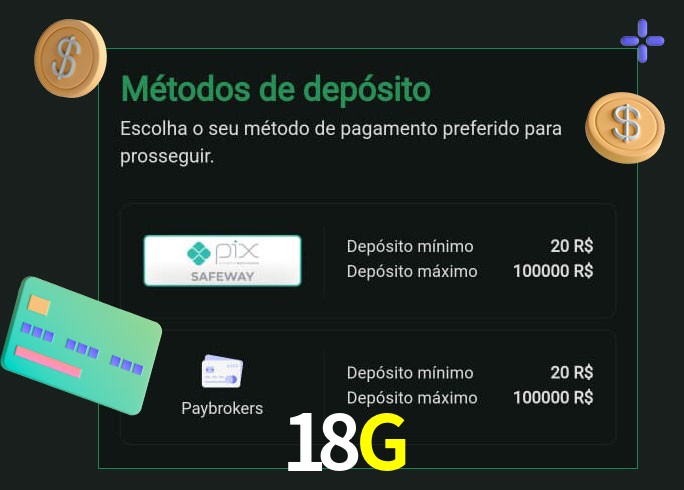 O cassino 18G oferece uma grande variedade de métodos de pagamento